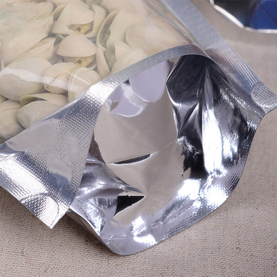 Condizione a chiusura lampo del di alluminio sui sacchetti risigillabili con la parte anteriore trasparente