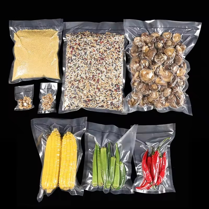 Imballaggio alimentare a vuoto trasparente sacchetto di imballaggio in nylon in rilievo per la conservazione fresca superficie di stampa in gravura di alimenti e frutta