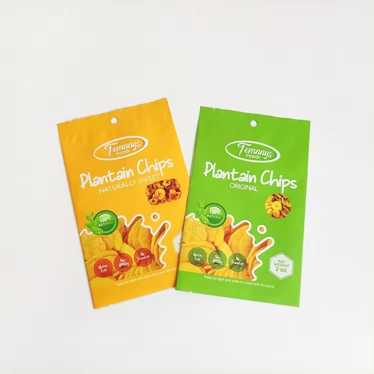 3.5 sacchetto Mylar con sigillo termico stampato su misura snack fette di banana 3 fette laterali sigillo termico sacchetto di foglio di alluminio