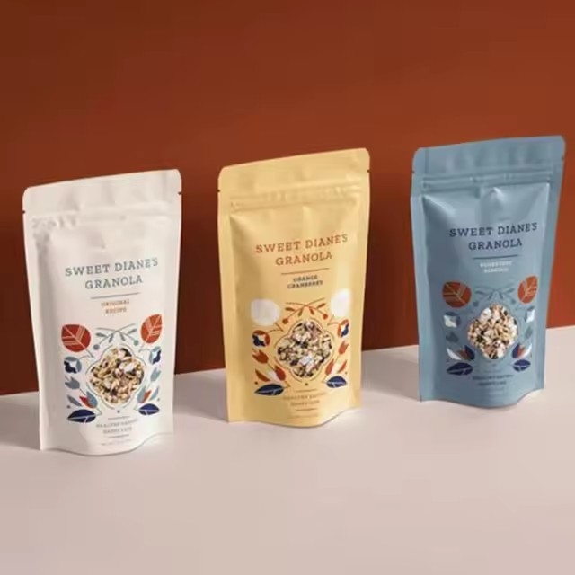 Borsa di cerniera stampata su misura in foglio di alluminio Borsa di fermaglio matta di grado alimentare Borsa in piedi