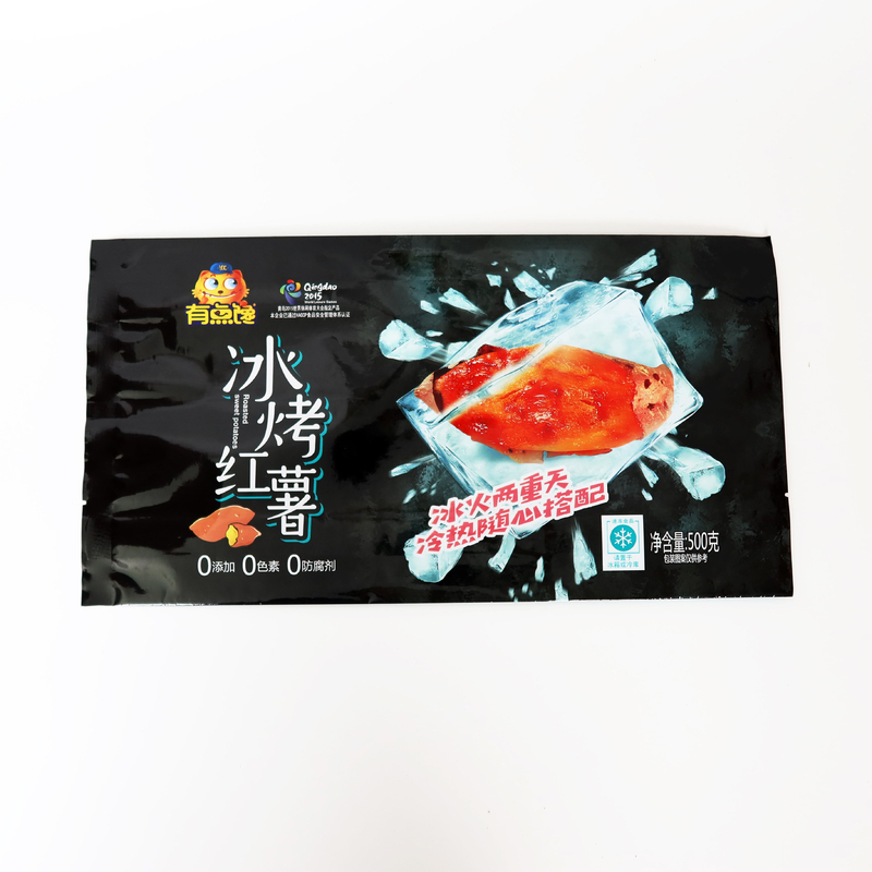 Sacchetti personalizzati imballaggio alimentare sacchetto di sigillo posteriore per alimenti surgelati patate dolci sacchetti di imballaggio alimentare