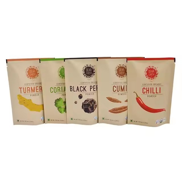 Sacchetti di imballaggio alimentare con cerniera chiusurabili Sacchetto stand up sacchetto personalizzato confezioni in polvere di spezie sacchetto di plastica