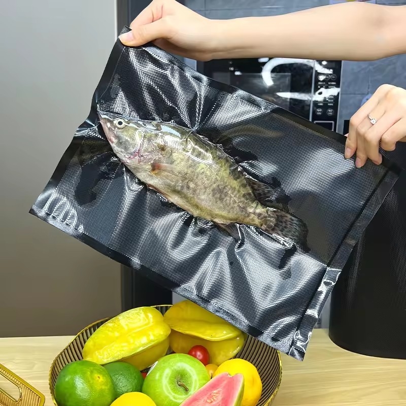 Sacchetto aspirapolvere con texture e in rilievo, risparmio alimentare, sacchetto aspirapolvere, sacchetto aspirapolvere trasparente/nero