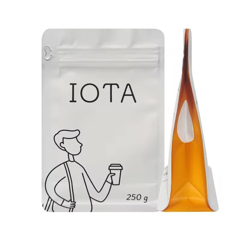 Riciclabile Custom stampato fondo piatto 250g 1Lb Fagioli di caffè sacchetti Valvola lato Gusset lato imballaggio
