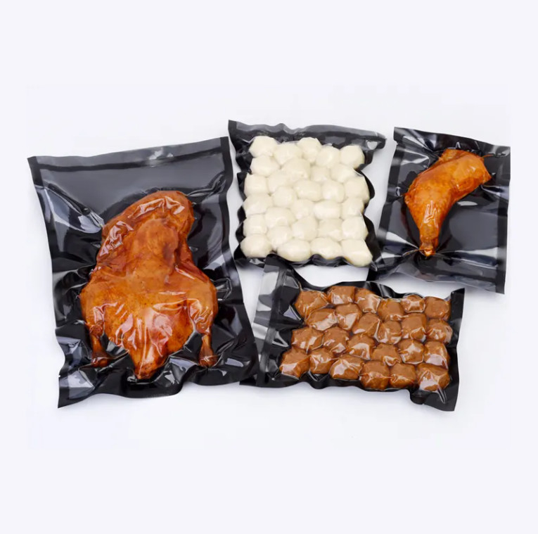 Tasse per la cucina per alimenti personalizzate Imballaggio a sigillo termico nero imballaggio di plastica biodegradabile sacchetto vuoto alimentare