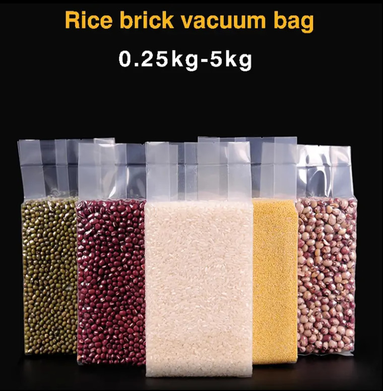 Stampa in gravura Imballaggio alimentare di riso Plastico a vuoto 1 kg 2 kg 5 kg 10 kg Pe Sacchetto di sigillo termico con maniglia