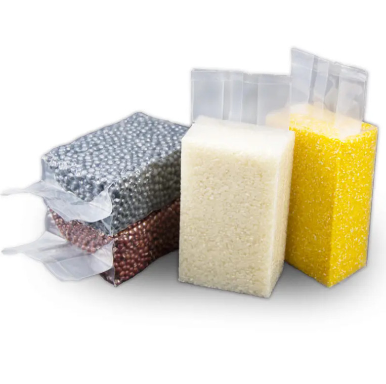 Tasse di imballaggio in plastica di nylon trasparente a basso costo con guarnizione laterale resistente 1 kg/100 kg Tasse di imballaggio a vuoto per alimenti per riso