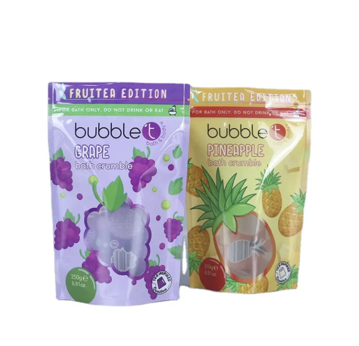 Tasse di imballaggio in plastica a chiusura a chiusura a chiusura a chiusura con vetrina chiara per lo scrub del corpo e per l' imballaggio di sali da bagno