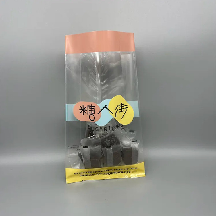Segno posteriore personalizzato Borsa trasparente laterale Gusset Quad Sigillo Stand Up Nut Nut Snack Caramelle Sigillo a otto lati sacchetto di plastica trasparente