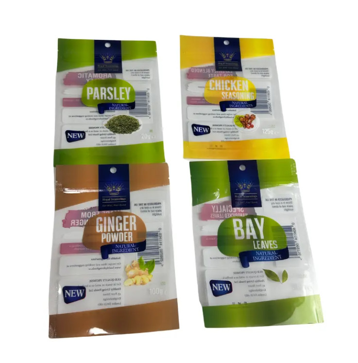 Sacchetto stampato su misura con sigillo laterale laminato 3 sacchetti di plastica con spezie condimenti sacchetto commestibile confezionamento ziplock sacchetto Mylar
