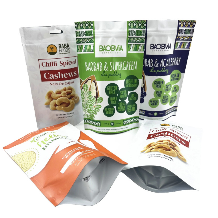 Esemplari gratuiti Sacchetti di stampa digitale Mylar Bag Zipper Proof Odor Nut Cashew Packaging Bag Matte Surface Doypack Per Noci