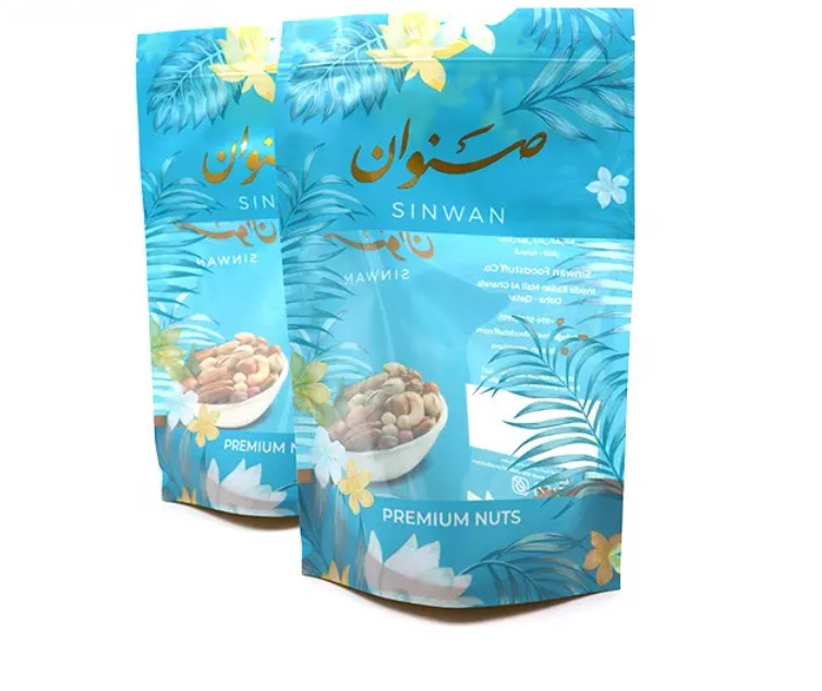 Sacchetti di plastica personalizzati Sacchetto di imballaggio alimentare Sacchetto di plastica di alluminio Mylar Zipper Ziplock Sacchetto Stand Up Sacchetto Doypack Per Noci Snack