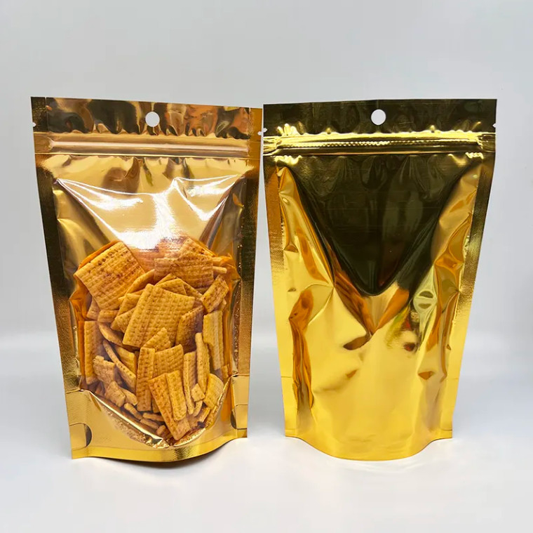 Nuovo sacchetto di cerniera in plastica in PE trasparente con gravura d'argento per la stampa di imballaggi alimentari per zucchero e marmellata