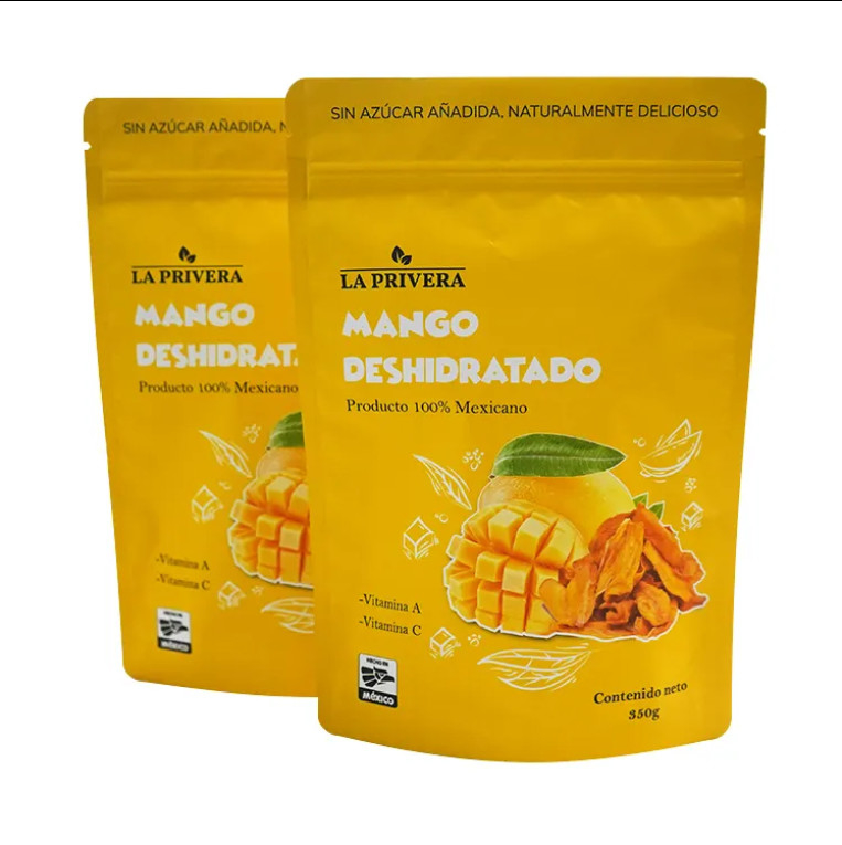 Sacchetto di imballaggio alimentare per manghi essiccati in foglio di alluminio su misura ricapribile sacchetto per frutta a sbocco Mylar