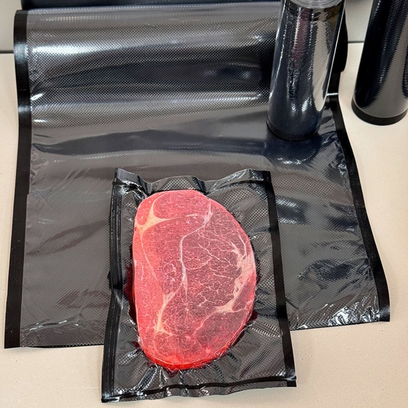 Busta per confezionamento sottovuoto con stampa e laminazione personalizzate per elevata barriera e forte resistenza alla perforazione