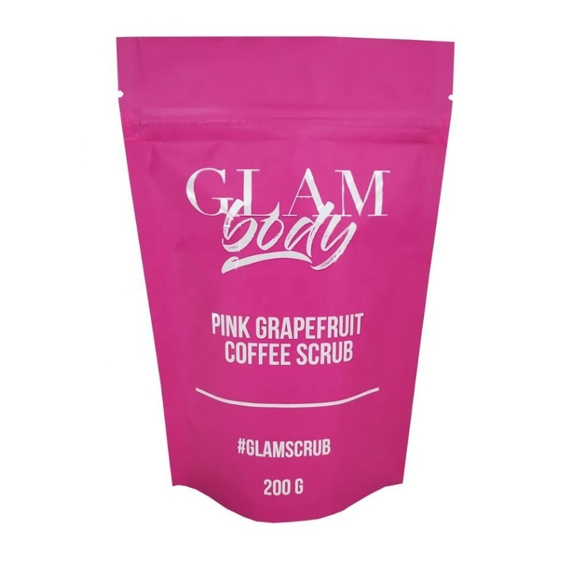 Sacchetto con chiusura a zip personalizzato in lamina di alluminio stampata per sali da bagno, spezie, caffè, alimenti, sacchetto in film di poliestere plastico per sapone